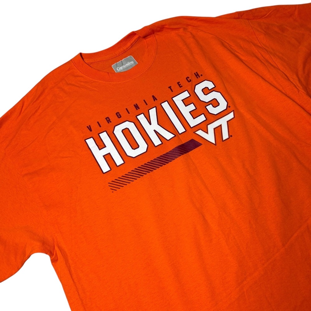 NEW Virginia Tech Hokies T-Shirt Mens 2XL Orange Captivating NCAA Football Tee